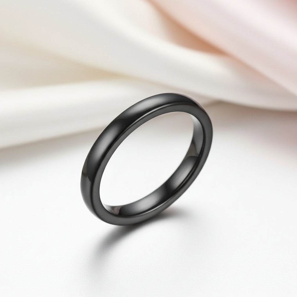 Simple 3mm Ceramic Wedding Band-Black Diamonds New York