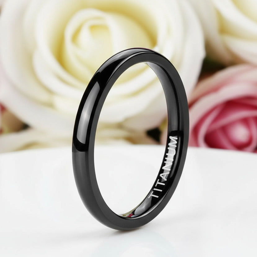 Simple Black Titanium Men's Wedding Band-Black Diamonds New York