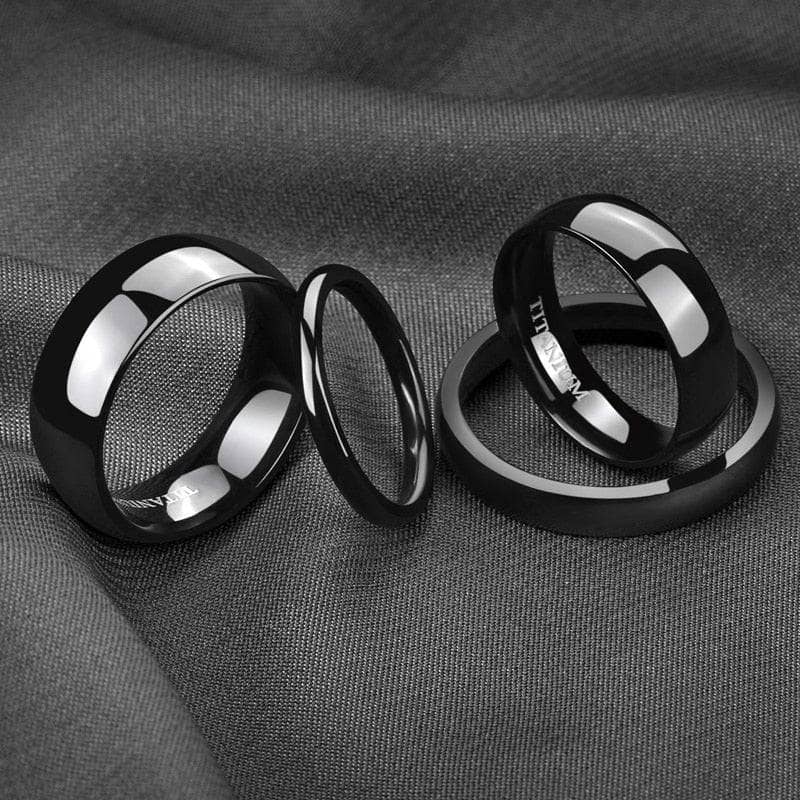 Simple Black Titanium Men's Wedding Band-Black Diamonds New York