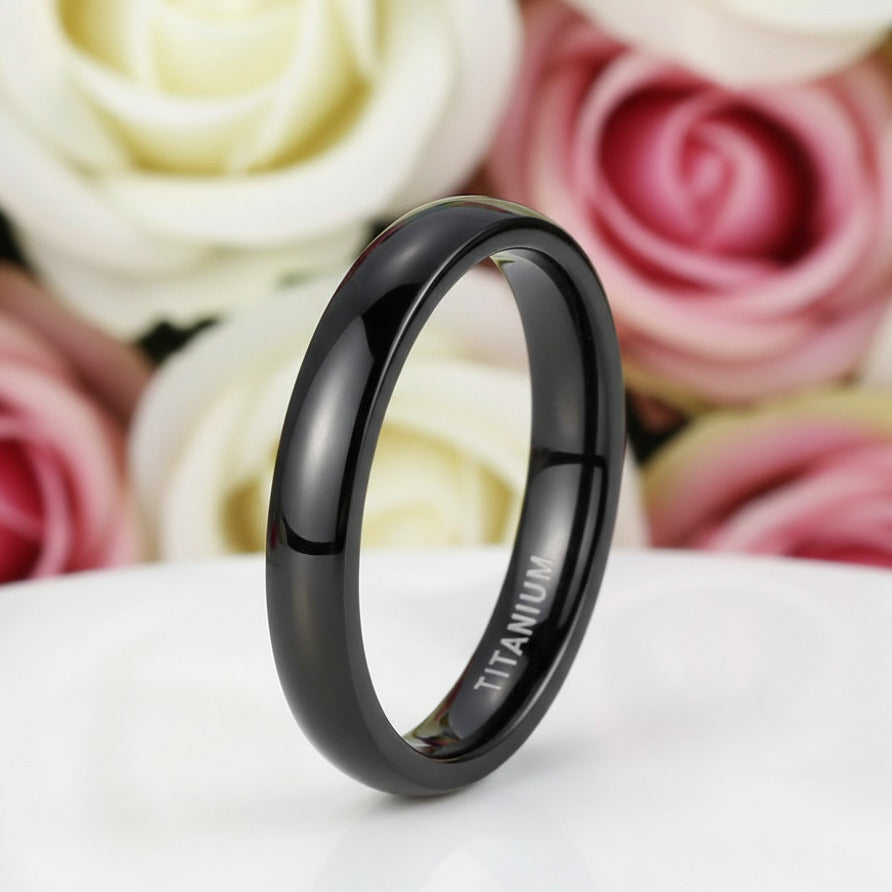 Simple Black Titanium Men's Wedding Band-Black Diamonds New York