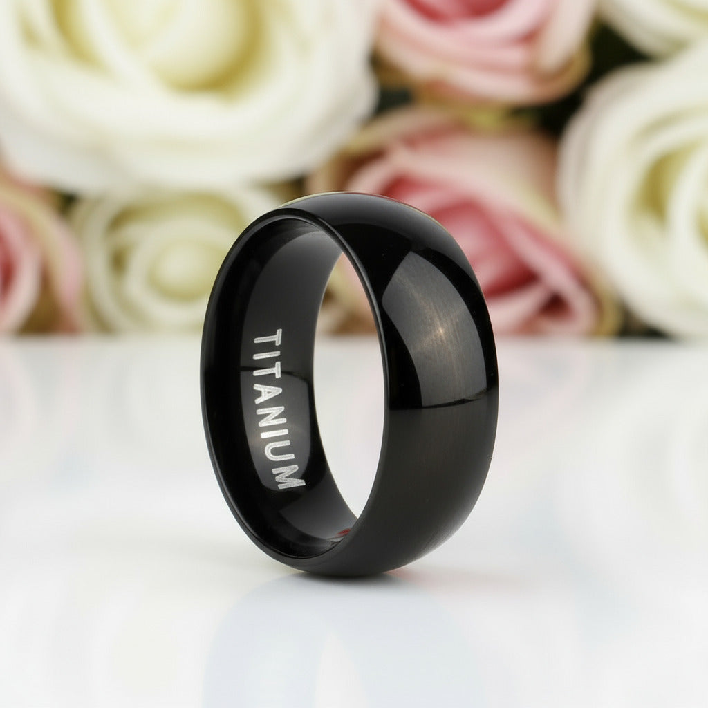 Simple Black Titanium Men's Wedding Band-Black Diamonds New York