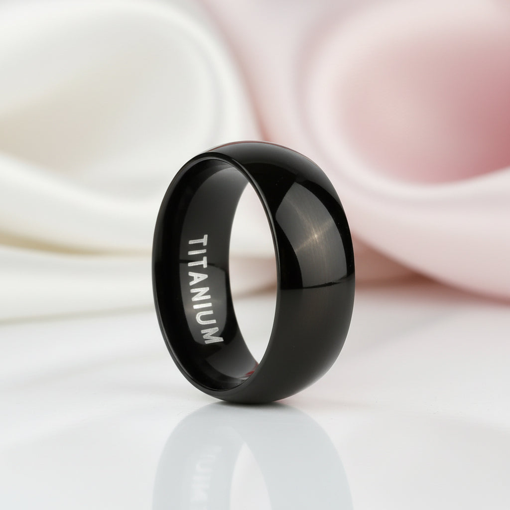 Simple Black Titanium Men's Wedding Band-Black Diamonds New York