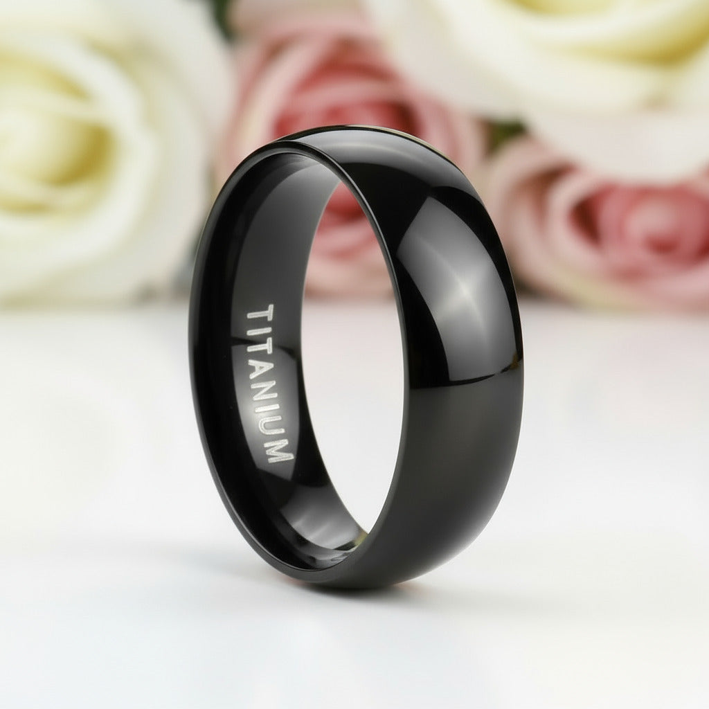 Simple Black Titanium Men's Wedding Band-Black Diamonds New York