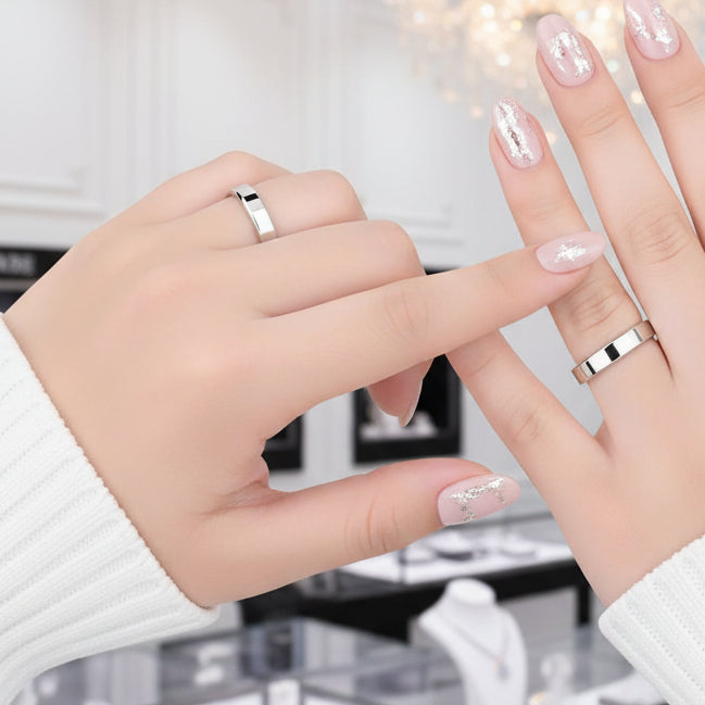 Simple Classic Wedding Promise Band-Black Diamonds New York