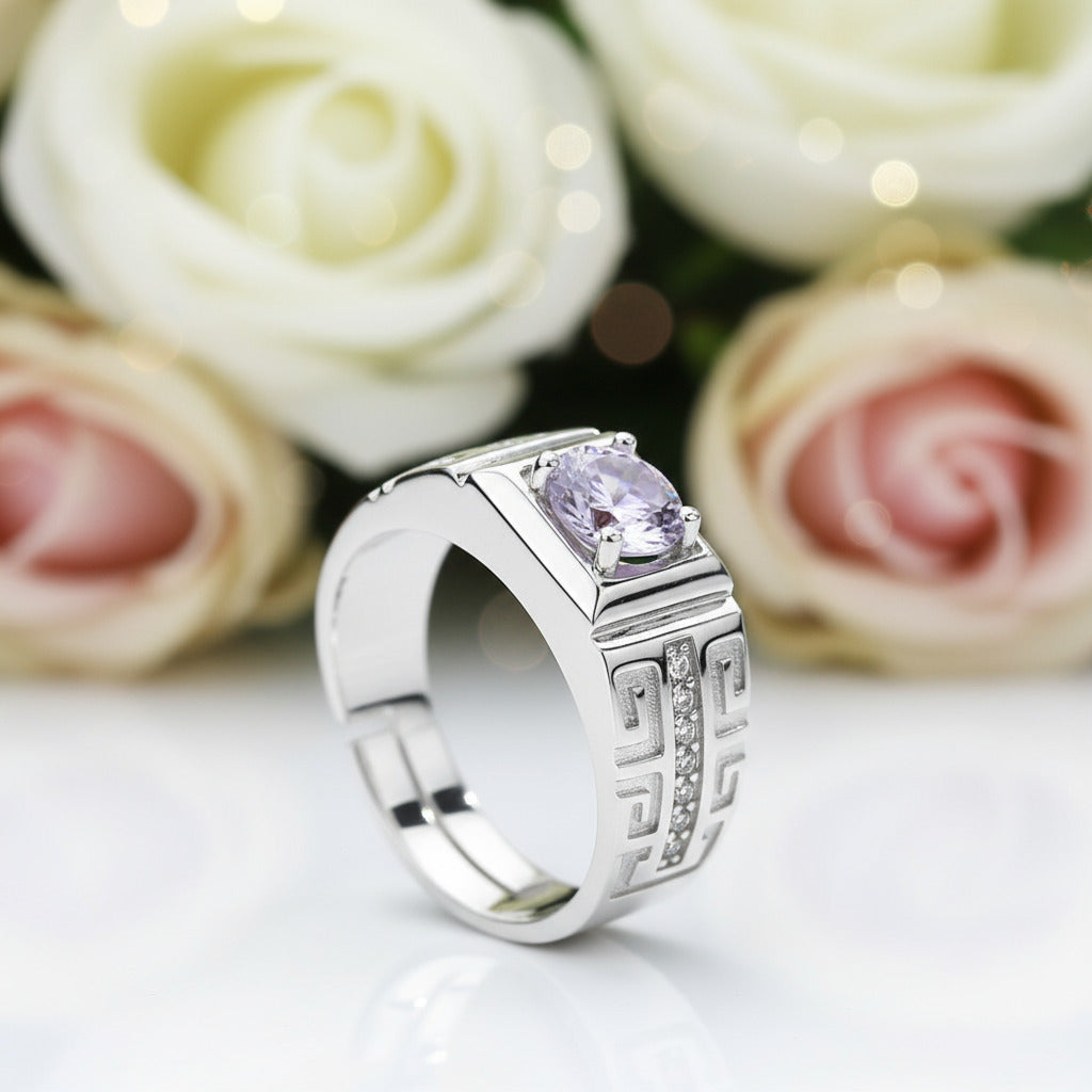 Simple Design Round Cut Adjustable Men's Band-Black Diamonds New York