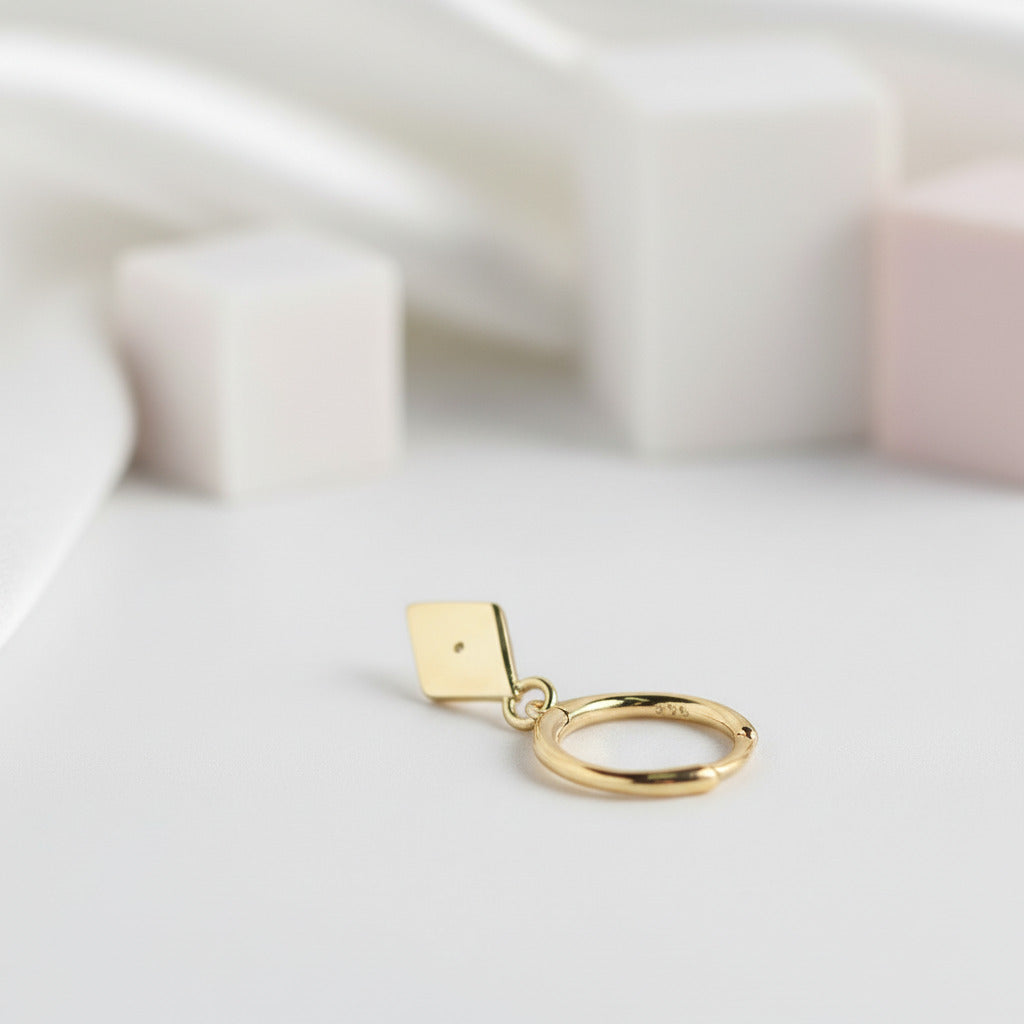 Simple Geometric with Star Hoop Earrings-Black Diamonds New York