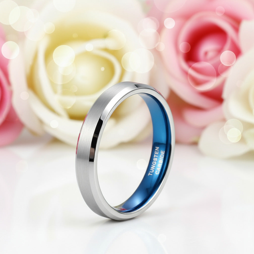 Simple Men's Tungsten Carbide Wedding Band-Black Diamonds New York