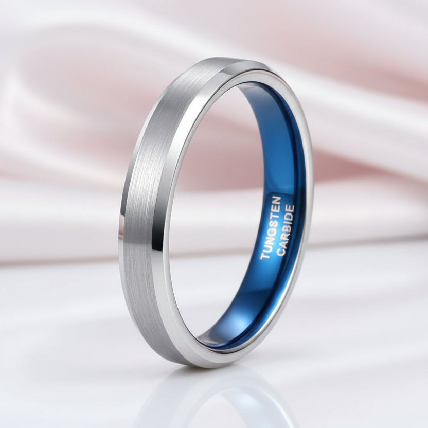 Simple Men's Tungsten Carbide Wedding Band-Black Diamonds New York