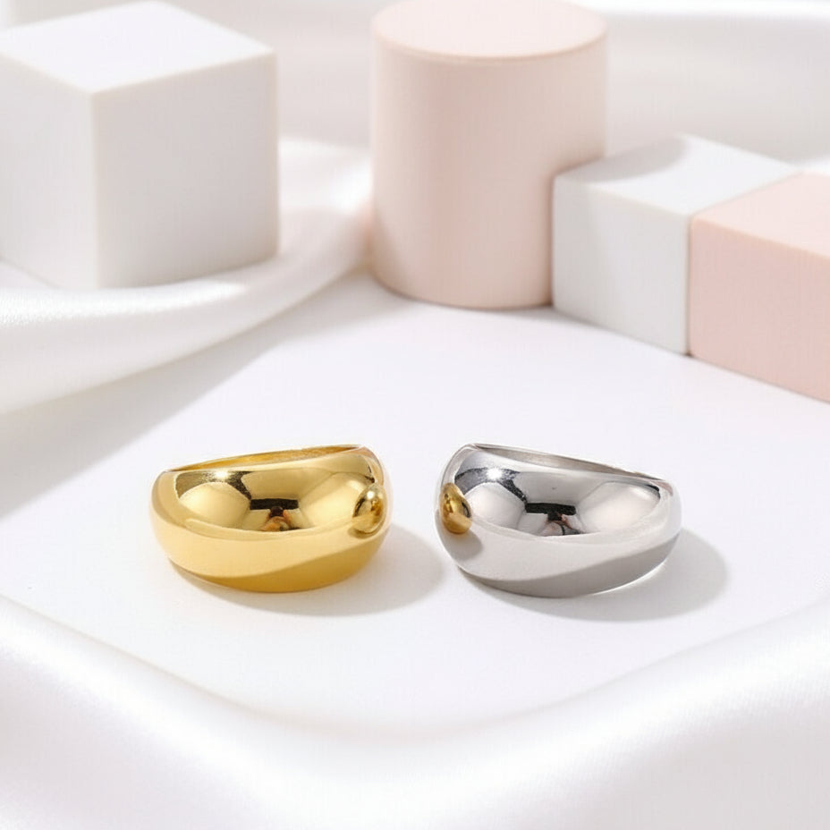 Simple Polish Ring Band-Black Diamonds New York