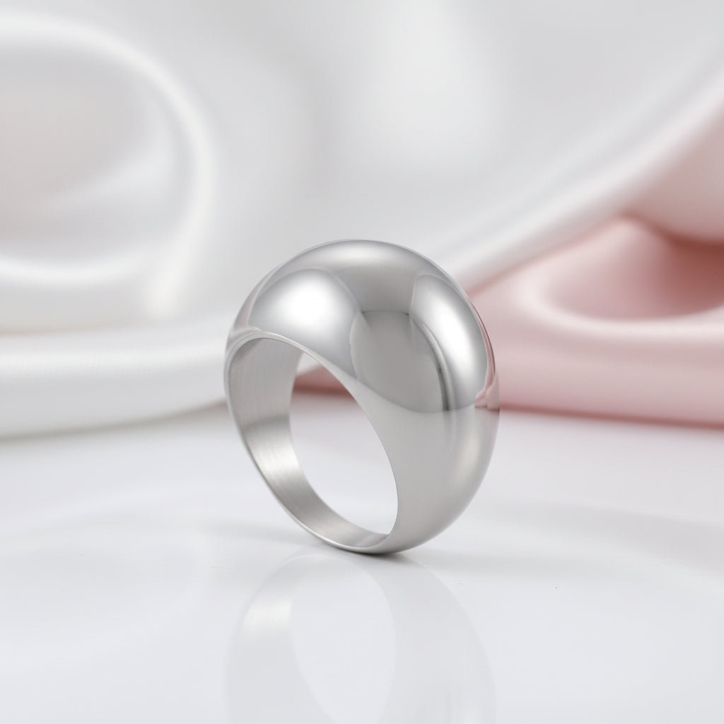 Simple Polish Ring Band-Black Diamonds New York