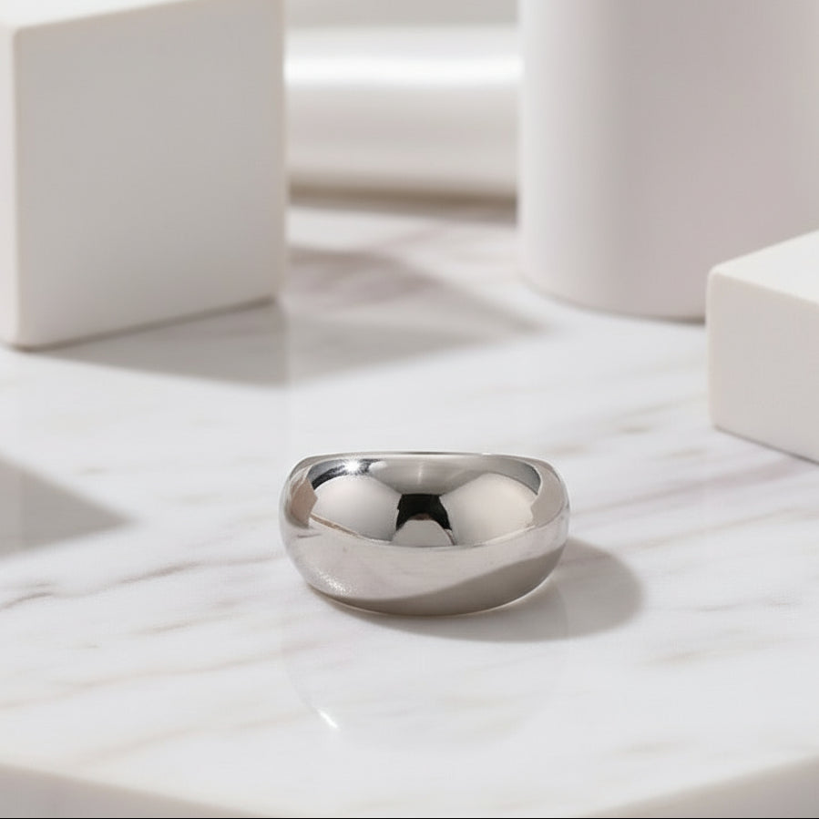 Simple Polish Ring Band-Black Diamonds New York