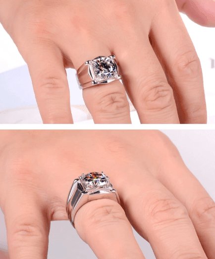 Simple Round Cut Diamond Men's Ring-Black Diamonds New York
