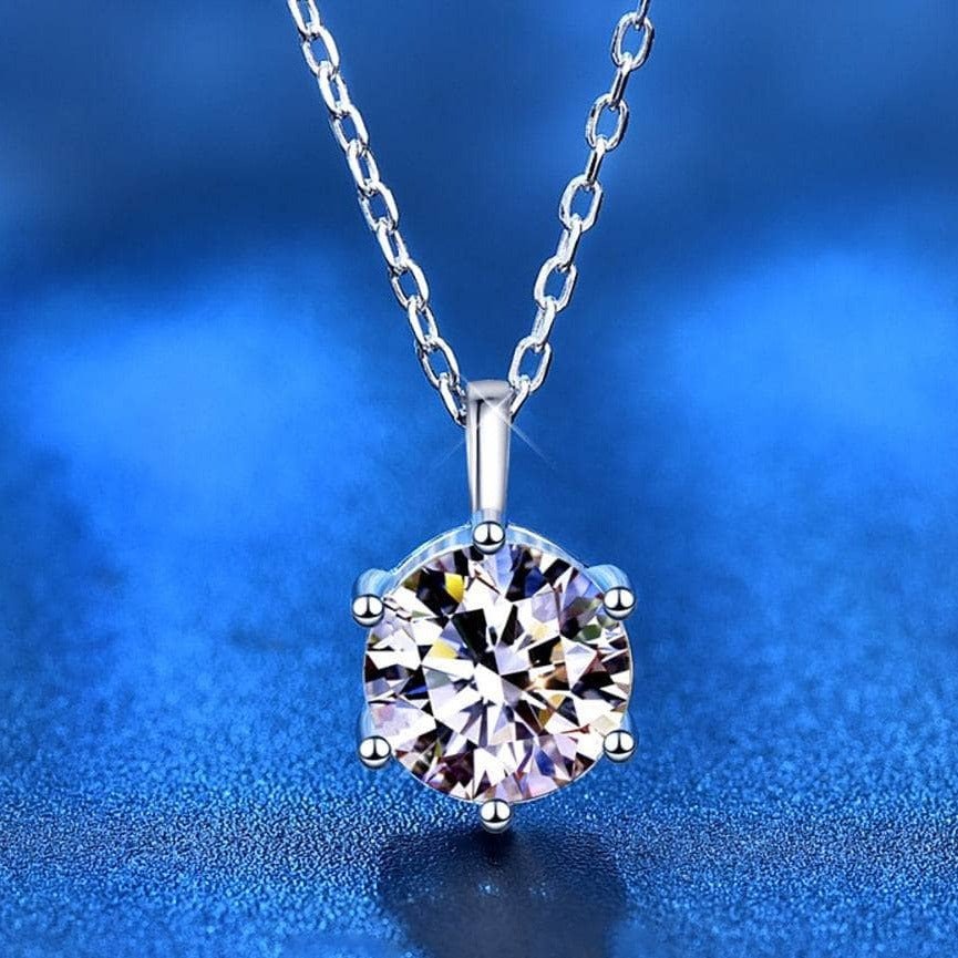 Simple Six-Claw 1/2Ct Moissanite Diamond Necklace-Black Diamonds New York