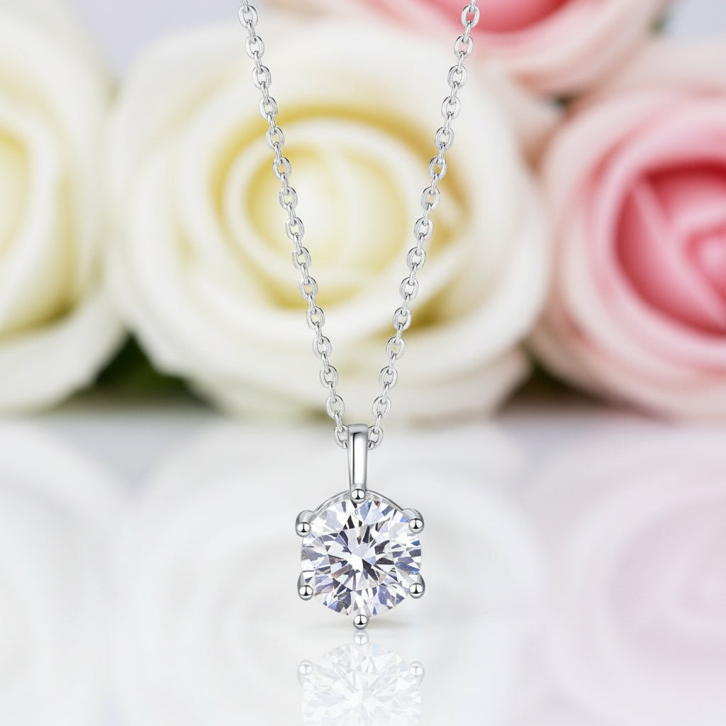 Simple Six-Claw 2.0 Ct Diamond Necklace-Black Diamonds New York