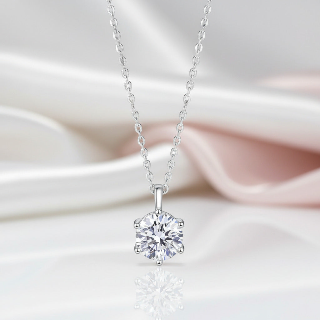 Simple Six-Claw 2.0 Ct Diamond Option Necklace-Black Diamonds New York