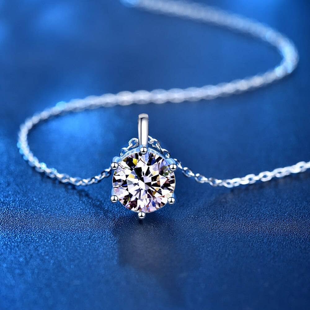 Simple Six-Claw 1/2Ct Moissanite Diamond Necklace-Black Diamonds New York