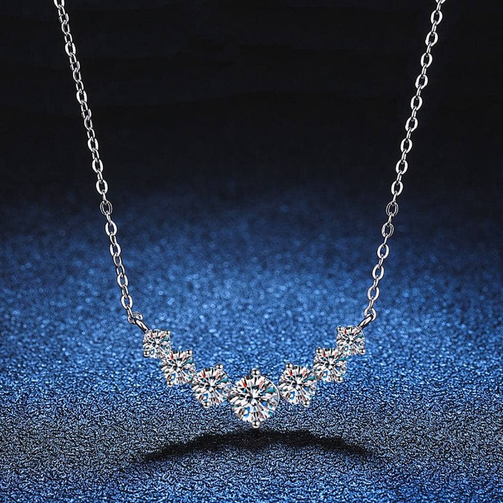 Simple Smile Seven Princess 1.7ct Moissanite Necklace - Black Diamonds New York