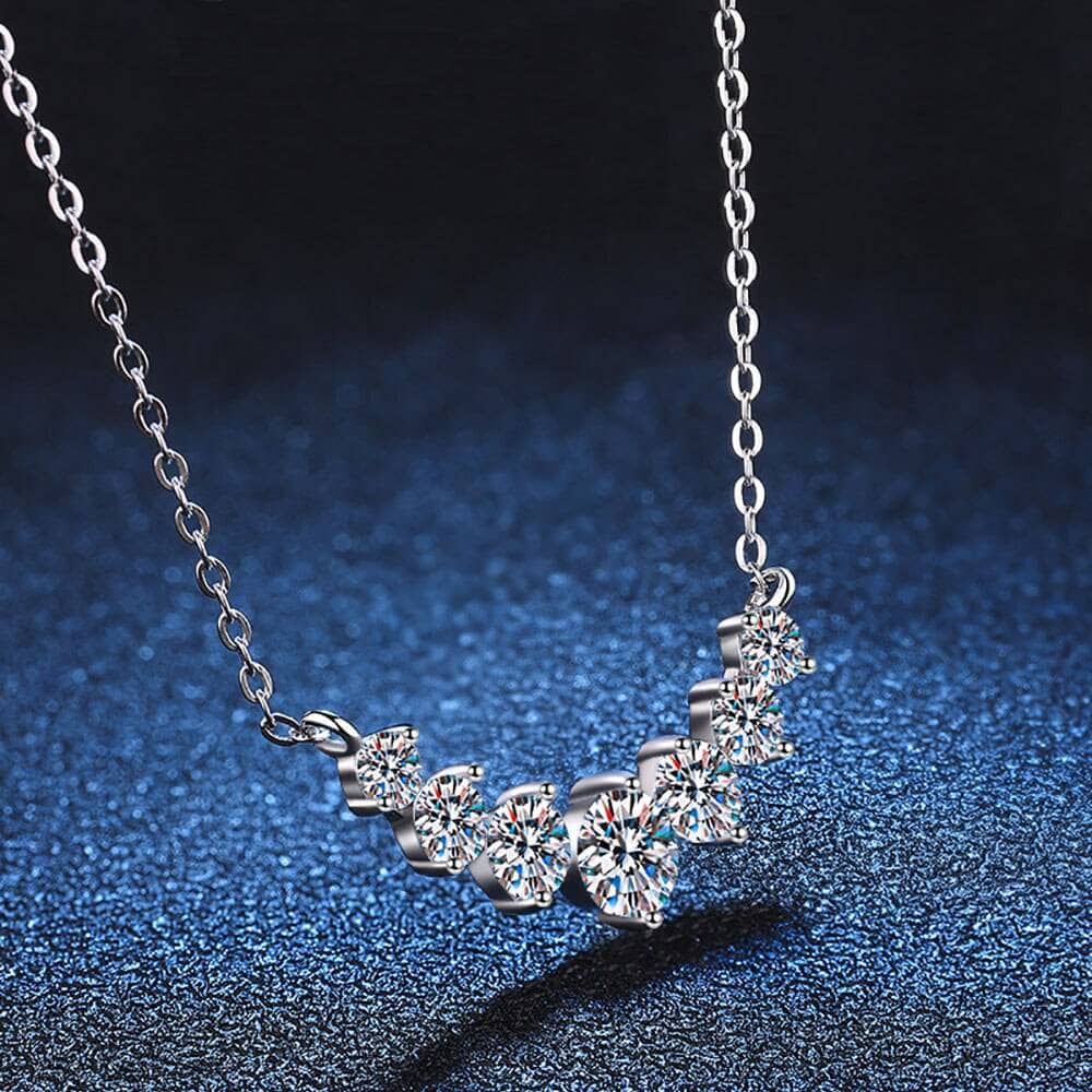 Simple Smile Seven Princess 1.7ct Moissanite Necklace-Black Diamonds New York