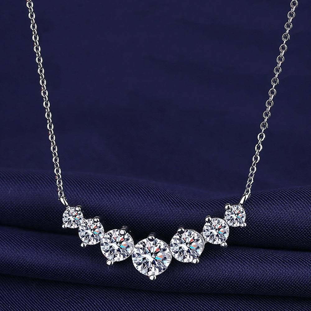 Simple Smile Seven Princess 1.7ct Moissanite Necklace-Black Diamonds New York