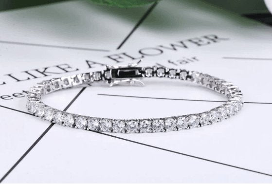 Simple White Round Cut Bracelet - Black Diamonds New York