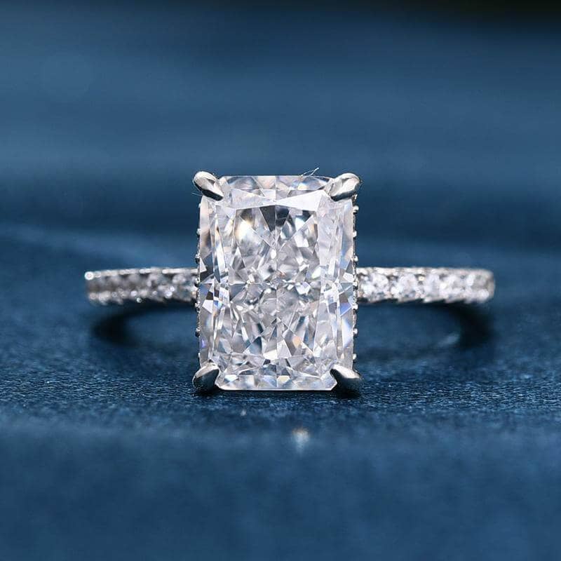 Simulated Diamond Radiant Cut 3pcs Ring Set White Gold - Black Diamonds New York