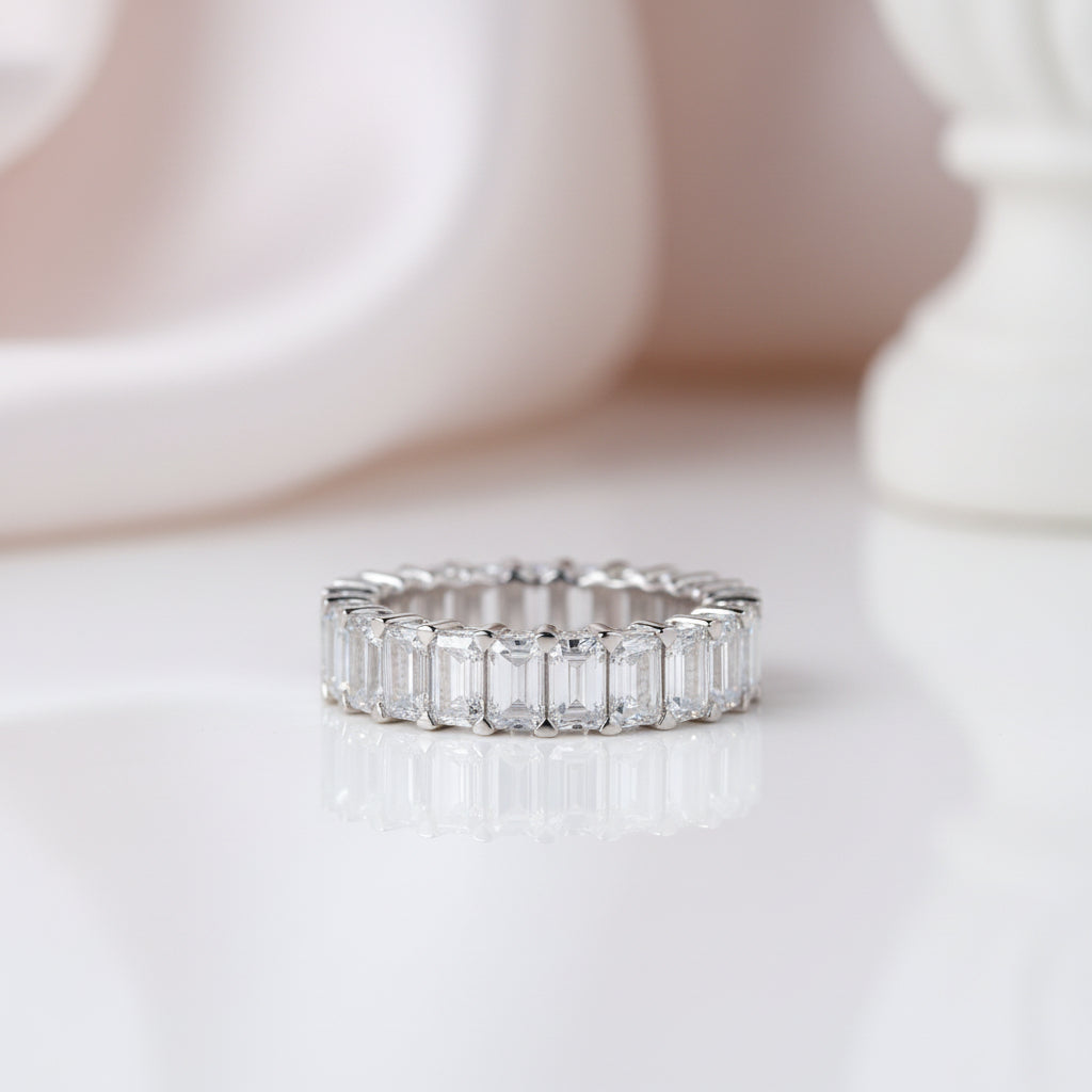 Simulated Diamond Option Radiant Cut & Emerald Cut Ring Set-Black Diamonds New York