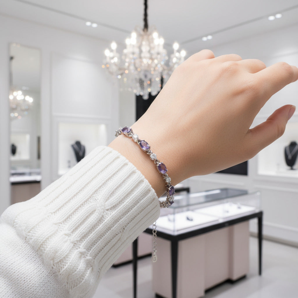 Sincere Love Amethyst Women's Bracelet-Black Diamonds New York