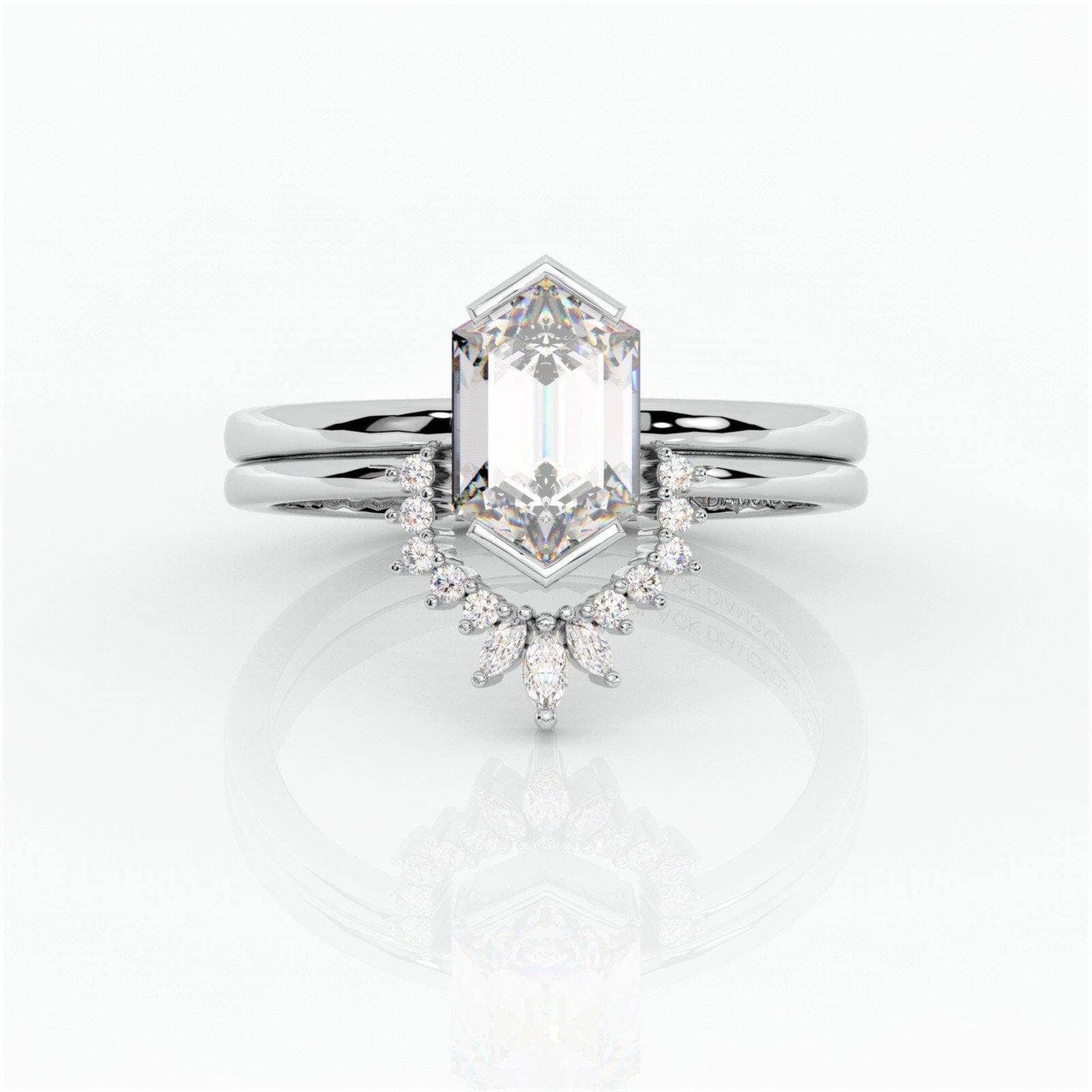 Sincerity- Hexagon Cut Moissanite Diamond 14k Rose Gold Wedding Ring - Black Diamonds New York