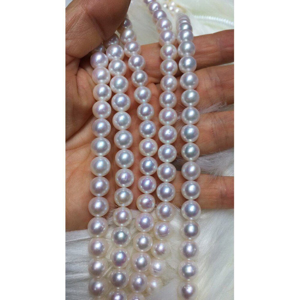 Single Row Round Freshwater Pearl Necklace-Black Diamonds New York