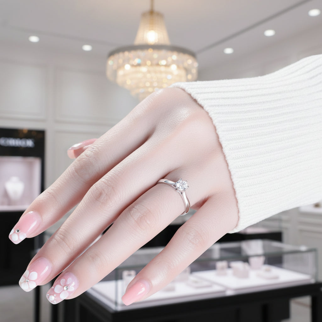 Round Cut Diamond Option Six Prong Hollow Shape Ring-Black Diamonds New York