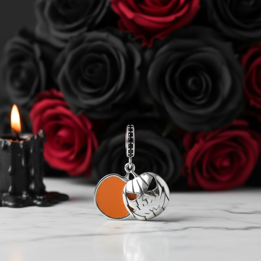 Skeleton Witch & Pumpkin Enamel Charms-Black Diamonds New York
