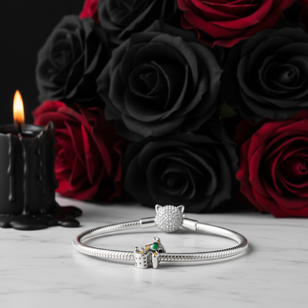 Skeleton Witch & Pumpkin Enamel Charms-Black Diamonds New York