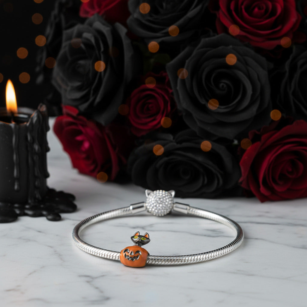 Skeleton Witch & Pumpkin Enamel Charms-Black Diamonds New York