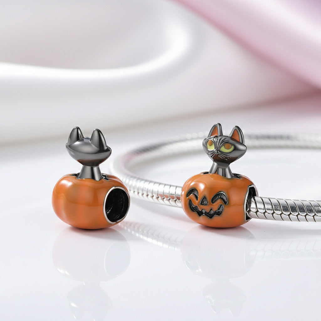 Skeleton Witch & Pumpkin Enamel Charms-Black Diamonds New York