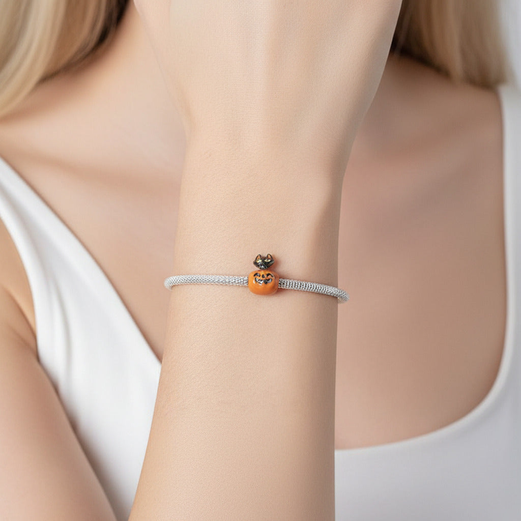 Skeleton Witch & Pumpkin Enamel Charms-Black Diamonds New York