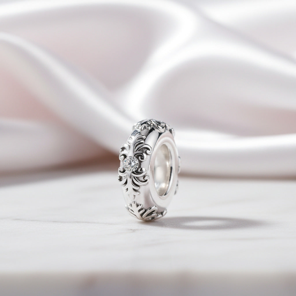Skull And Lady Rose Arrow Charm-Black Diamonds New York