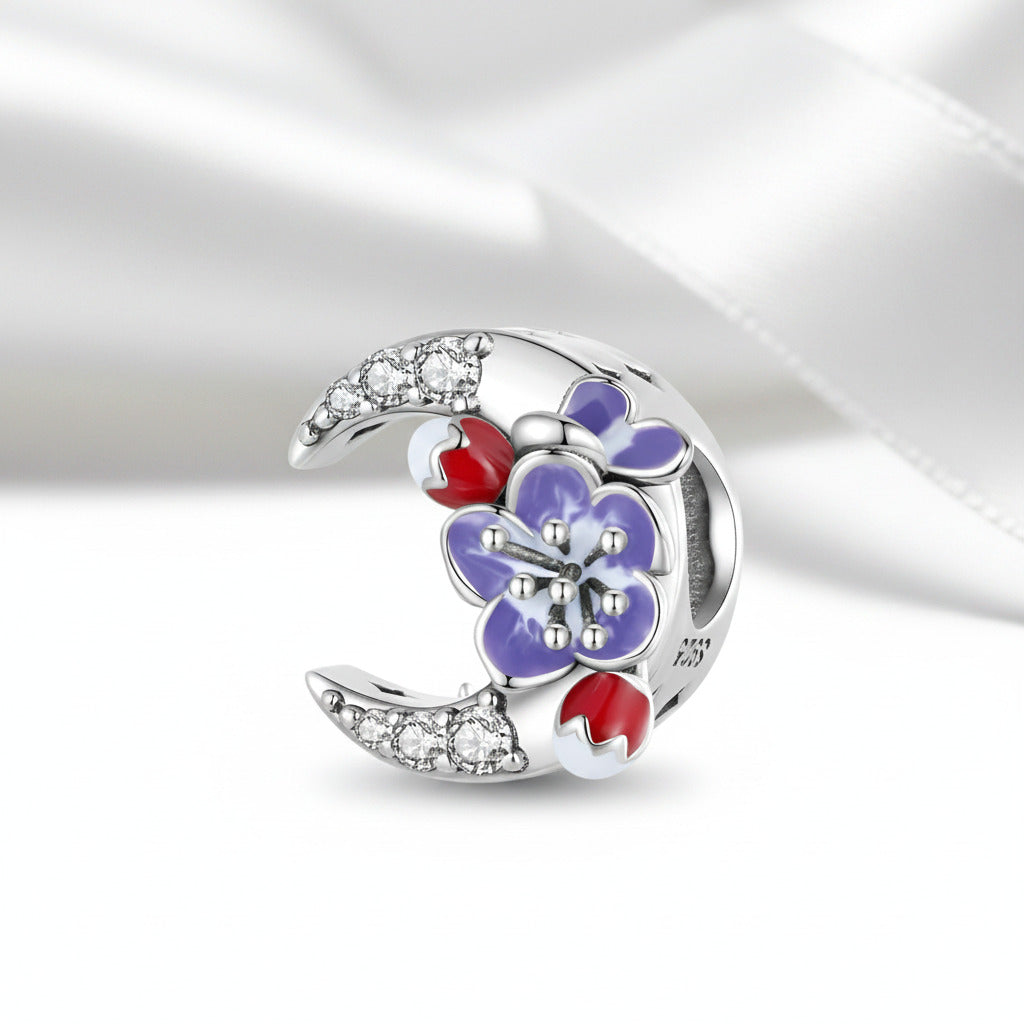 Skull And Lady Rose Arrow Charm-Black Diamonds New York