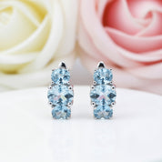 Sky Blue Topaz Birthstone Gemstone Stud Earrings-Black Diamonds New York