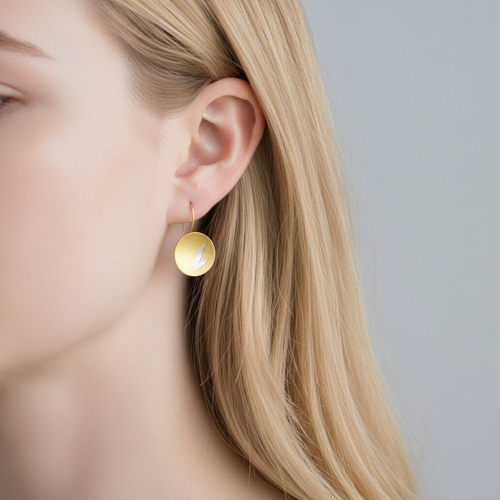 Small Bamboo Leaves Round Dangle Earrings-Black Diamonds New York