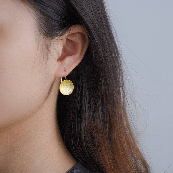 Small Bamboo Leaves Round Dangle Earrings-Black Diamonds New York