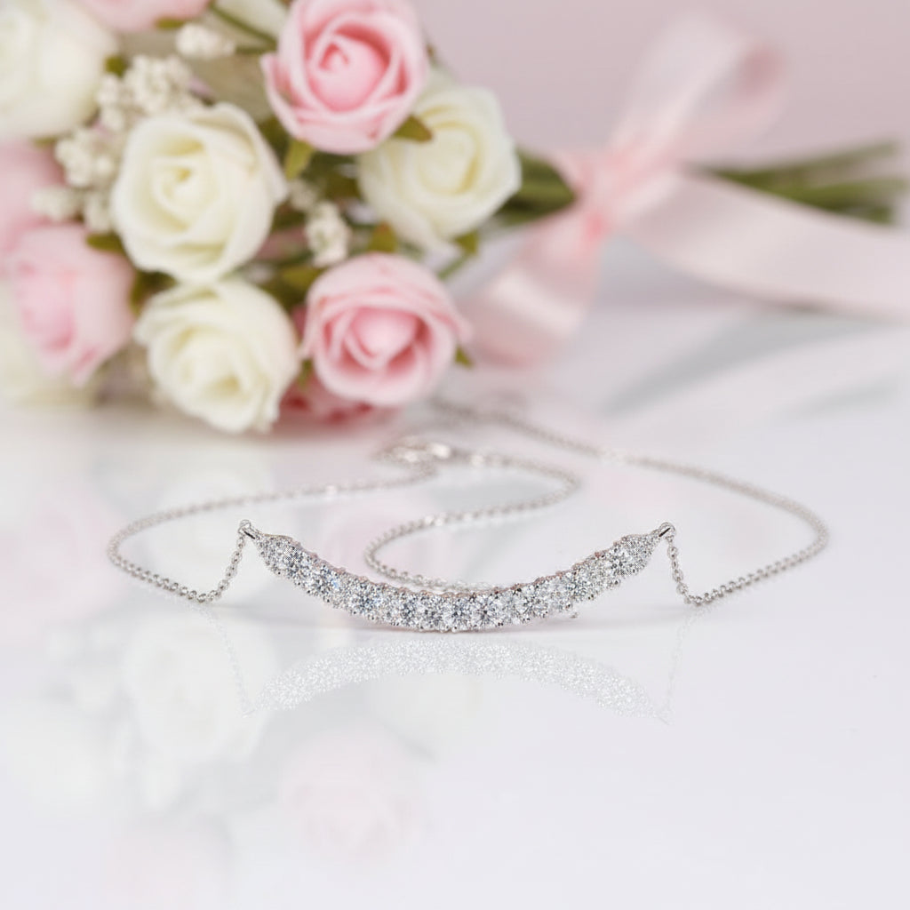 0.7 Ct Brilliant Diamond Option Simple Smile Necklace-Black Diamonds New York