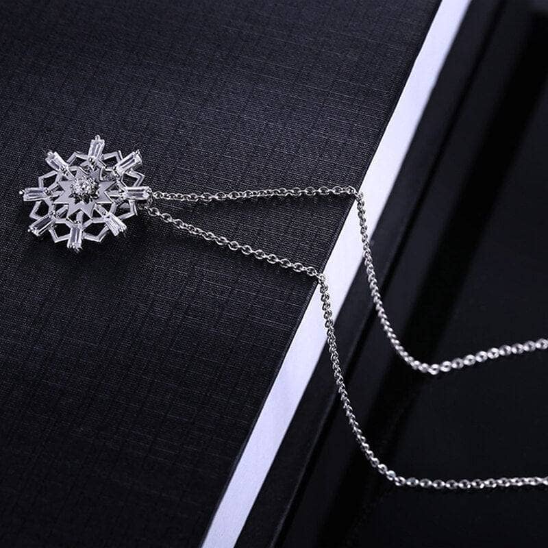 Snowflake Created Diamond Pendant Necklace-Black Diamonds New York