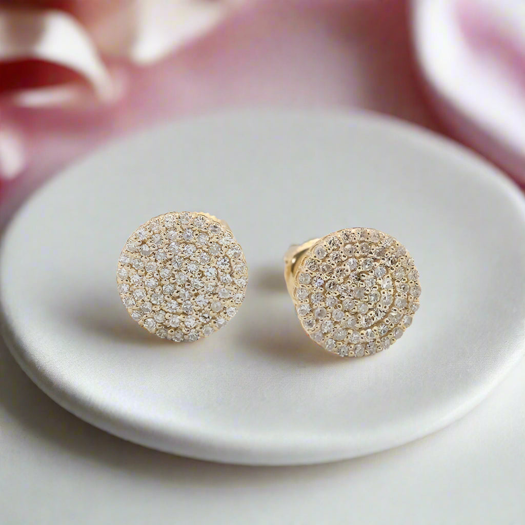 10k Solid Gold Flower Setting Diamond Stud Earrings-Black Diamonds New York