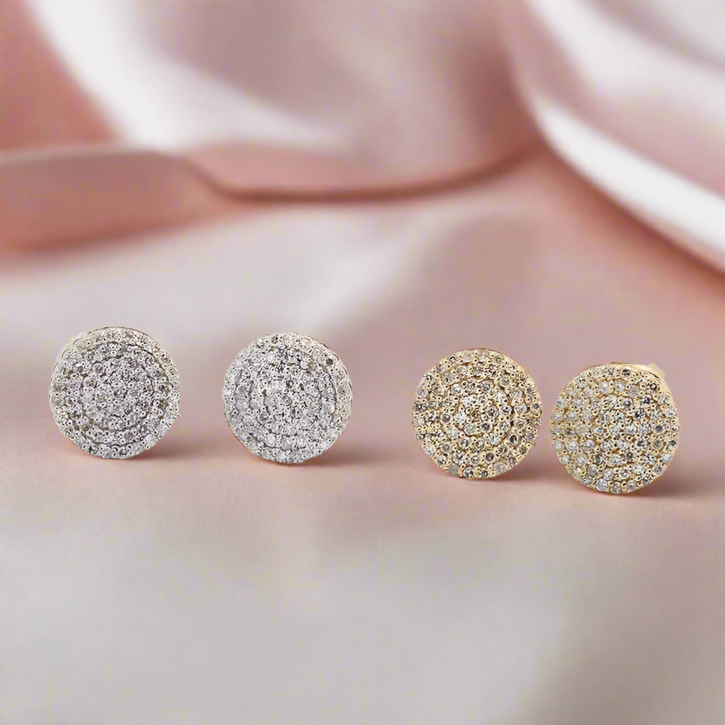 10k Solid Gold Flower Setting Diamond Stud Earrings-Black Diamonds New York