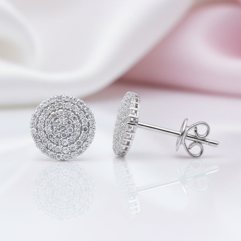 10k Solid Gold Flower Setting Diamond Stud Earrings-Black Diamonds New York