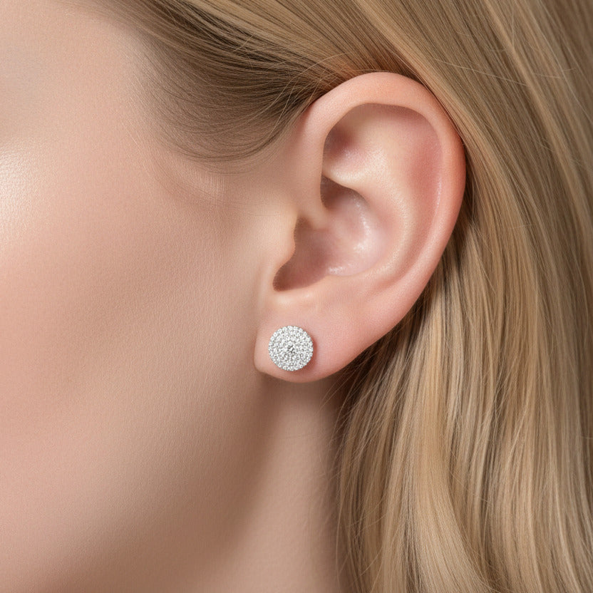 10k Solid Gold Flower Setting Diamond Stud Earrings-Black Diamonds New York