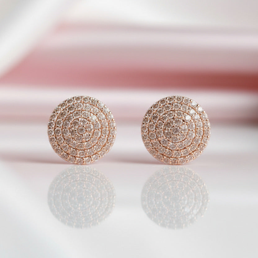 10k Solid Gold Flower Setting Diamond Stud Earrings-Black Diamonds New York