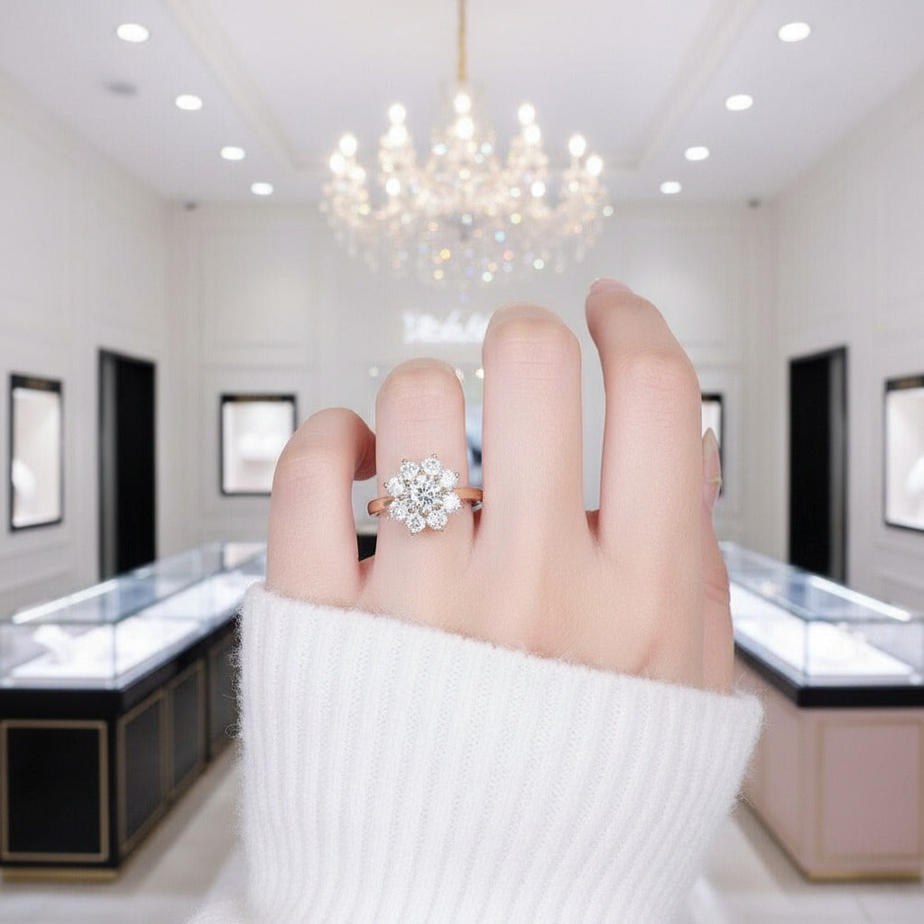 Solid 10k Yellow Gold 1ct Diamond Halo Engagement Ring-Black Diamonds New York