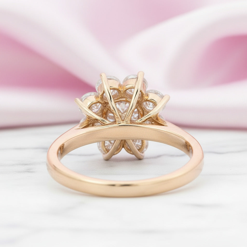 Solid 10k Yellow Gold 1ct Diamond Option Halo Engagement Ring-Black Diamonds New York