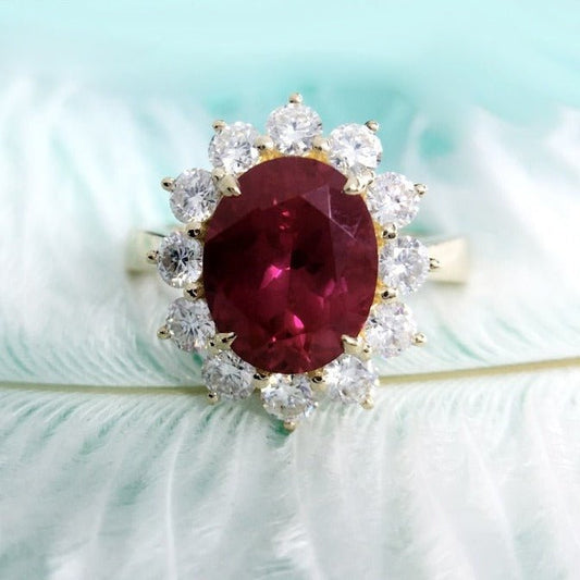 Solid 14K Yellow Gold 3ct Ruby with Diamond Engagement Ring-Black Diamonds New York